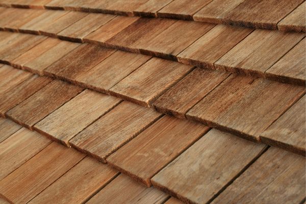 Wood shake shingles on a roof